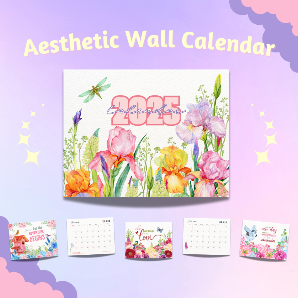 

Kalender Dinding Wall Calender Aesthetic 2025 Spiral Lubang Ukuran Letter