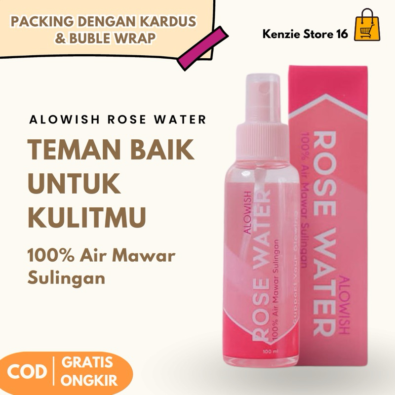 Alowish Rose Water 100% Air Mawar Sulingan