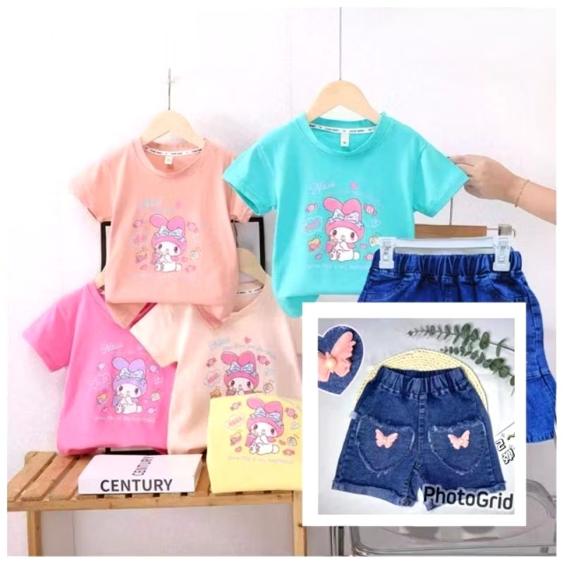 Setelan Anak Perempuan Impor Baju Anak Celana Pendek 1- 4 Tahun