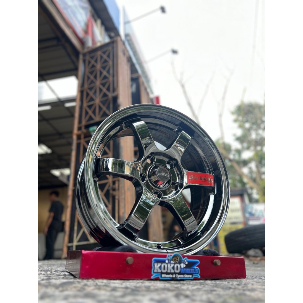 Velg pelak mobil SSW s414 Te37 Black crome Ring16 bisa untuk Ertiga Rush Innova dan lain-lain