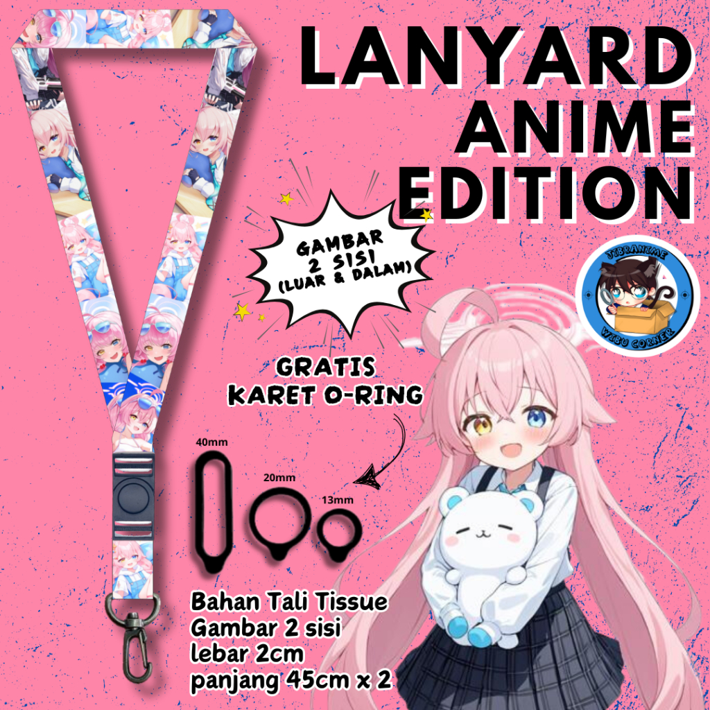 

Lanyard Panjang Anime 2 Sisi / Takanashi Hoshino Blue Archive / gantungan kunci layard keychain