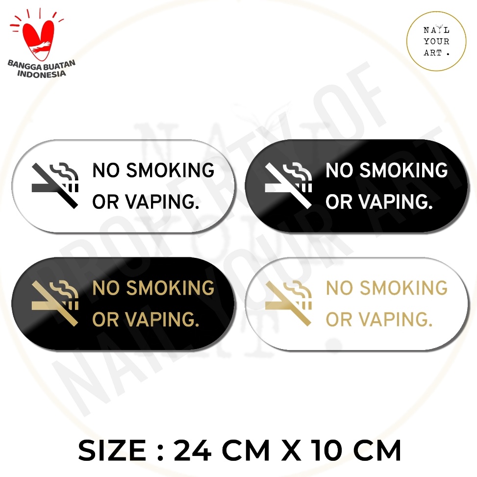 

KODE D52U SIGN AKRILIK NO SMOKING OR VAPING ICON ROUND Nail Your Art Signage Minimalis