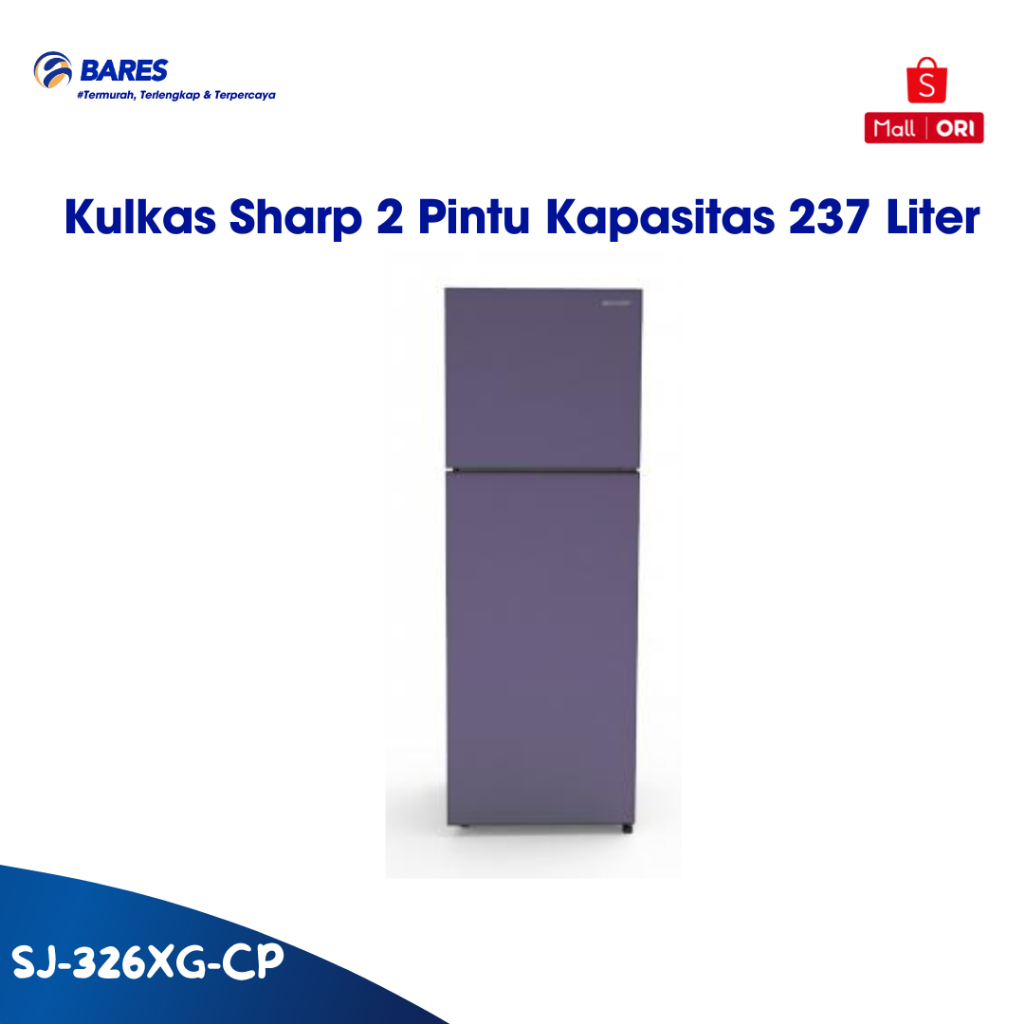Sharp SJ-326XG-CP Kulkas 2 Pintu Kapasitas 237 Liter