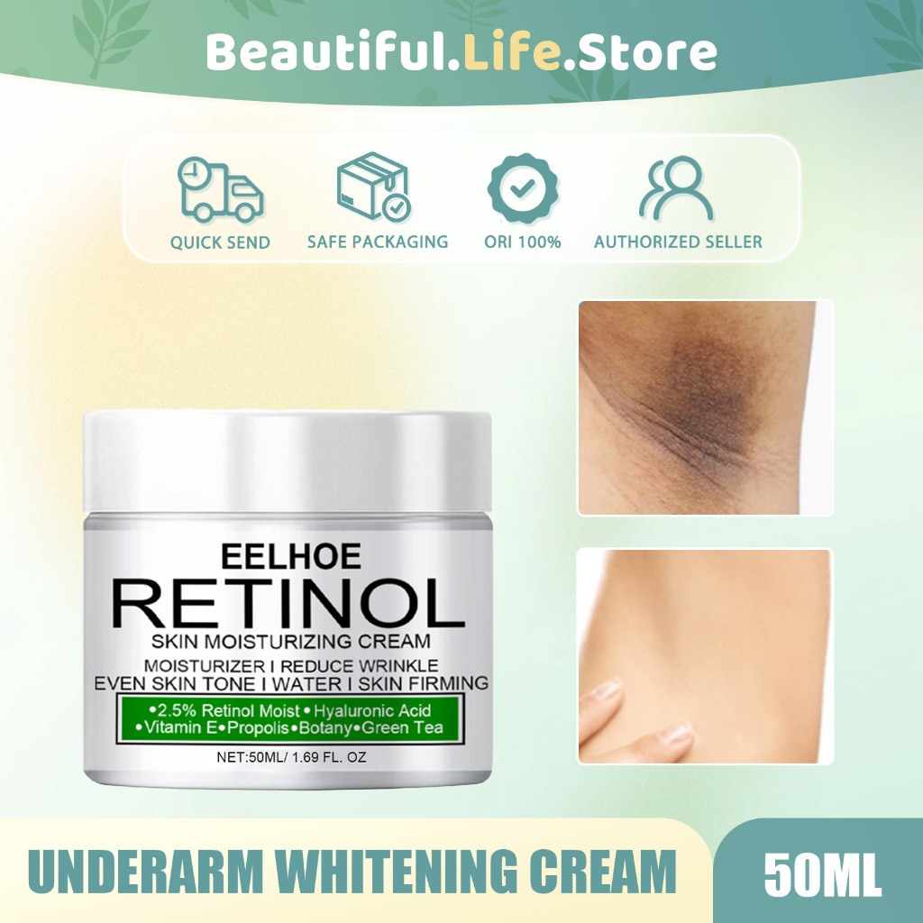 EELHOE【100%ORI/COD】Underarm Whitening Cream 50ml Retinol Cream Body Whitening Cream Krim Pemutih Ket