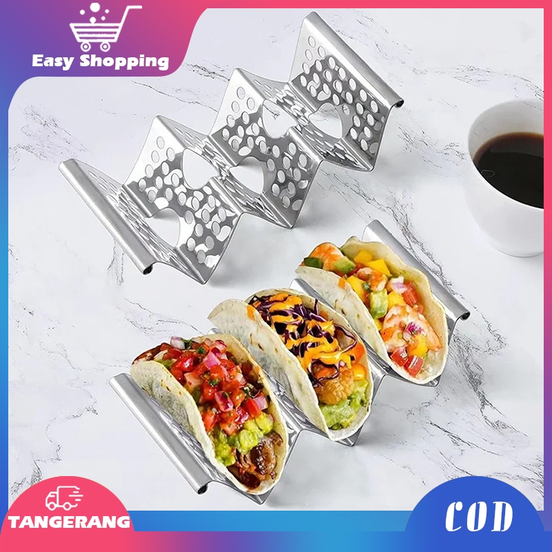 Taco Holder Stainless  Taco Stand 3 Slot Tempat Taco Holder Pizza Taco