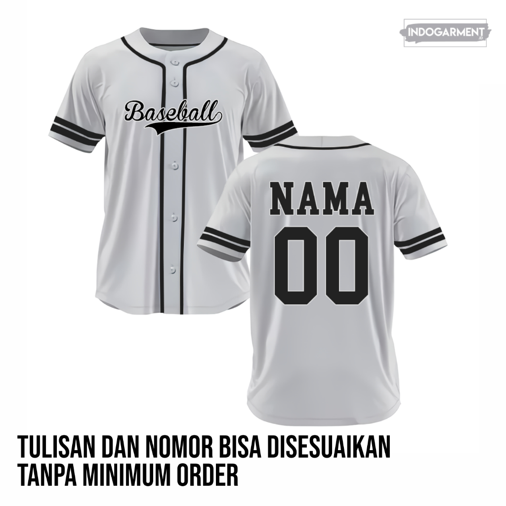 INDOGARMENT Baju Baseball Putih Hitam Baju Couple Baju Seragam Olahraga Baju Seragam Keluarga Baju B