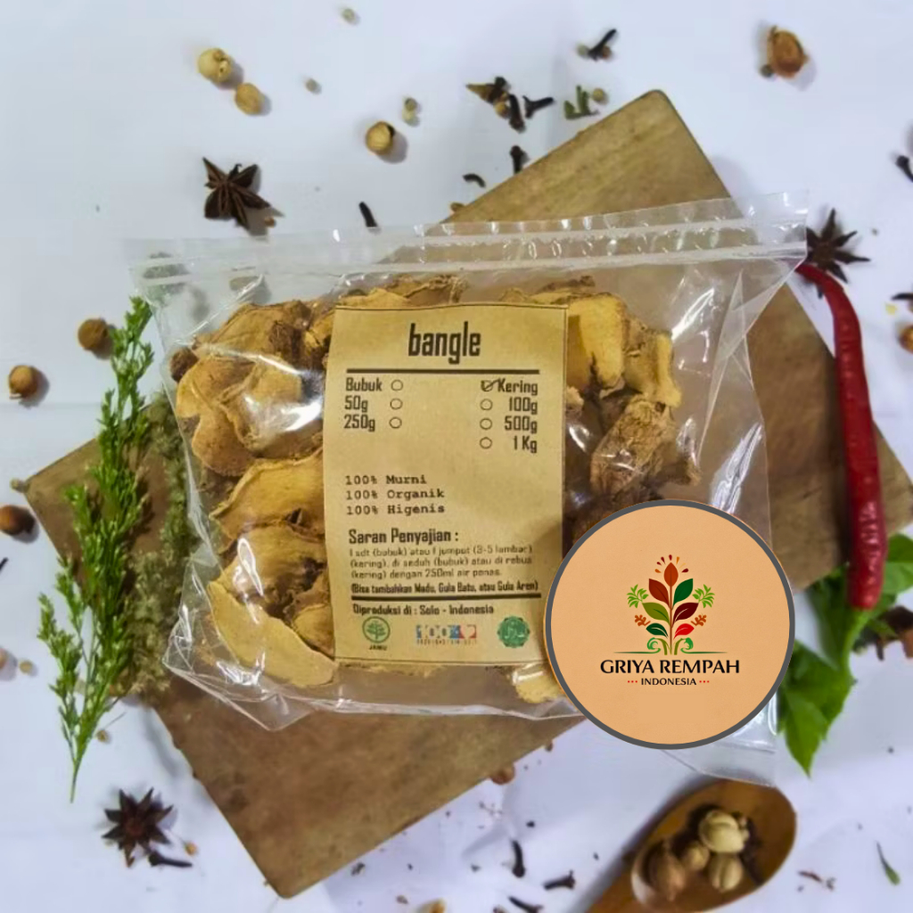 

BANGLE KERING 1 KG Premium – Bengle Ramuan Rempah Herbal 100% Alami Rimpang Murni untuk Jamu Tradisional Kesehatan & Minuman Sehat Zingiber montanum