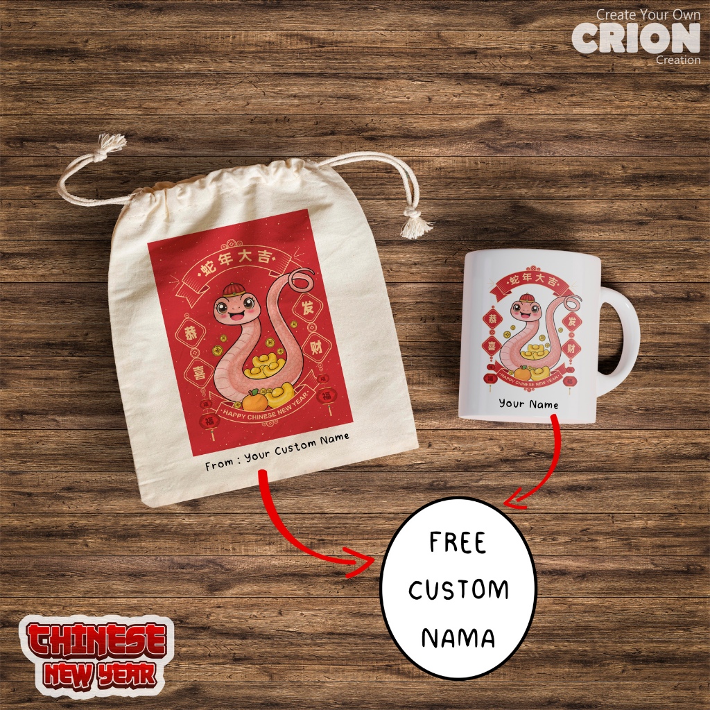 

Mug hampers Imlek / Chinese new year / year of the snake - hadiah / kado / souvenir / hampers - bisa custom nama - by Crion