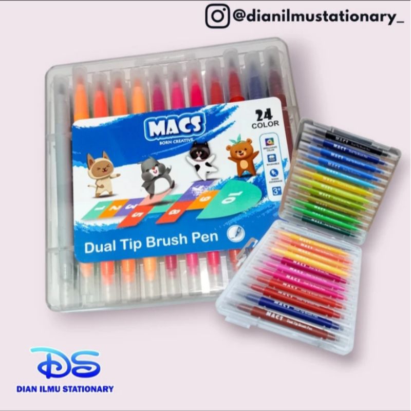 

dual tip brush pen macs 24 warna