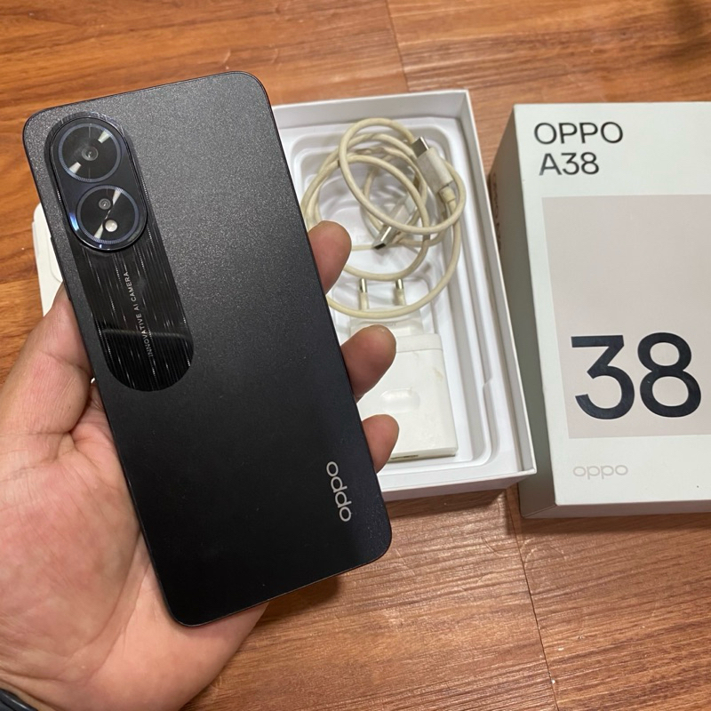 oppo a38 ram 4/128gb second resmi indonesia warna hitam