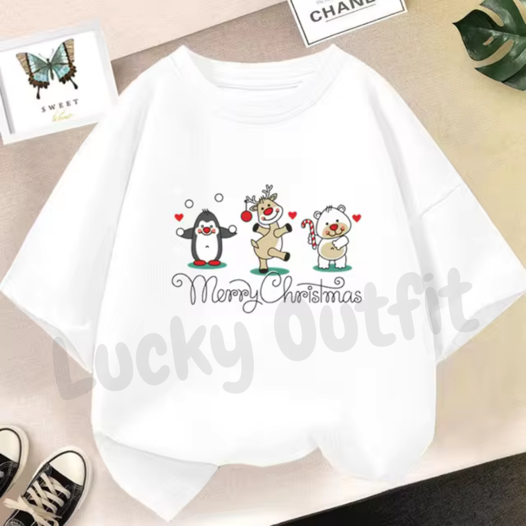 Baju Natal Couple Keluarga / Kaos Tshirt Natal Christmas Anak Laki Laki Perempuan 1-12 Tahun Premium