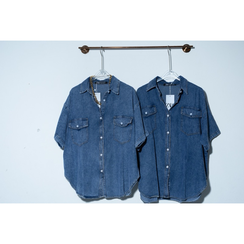 Kemeja / Outer Wanita Denim Bahan Jeans Premium Super Lembut.