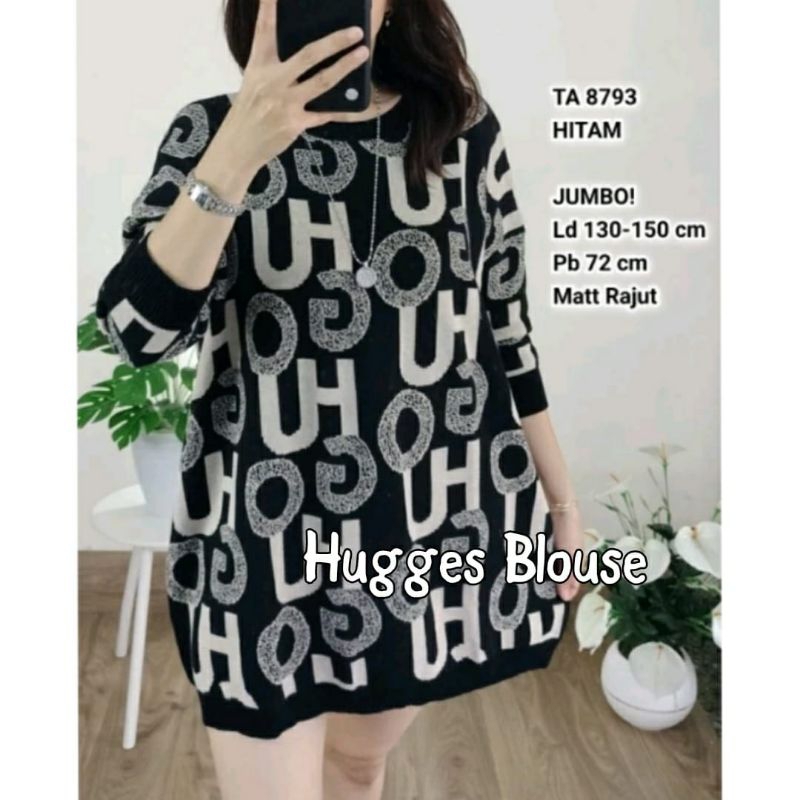 JUMBO LD 130-150 cm HUGGES/HURFI KAOS/BAJU WANITA RAJUT JUMBO LD 130-150 CM