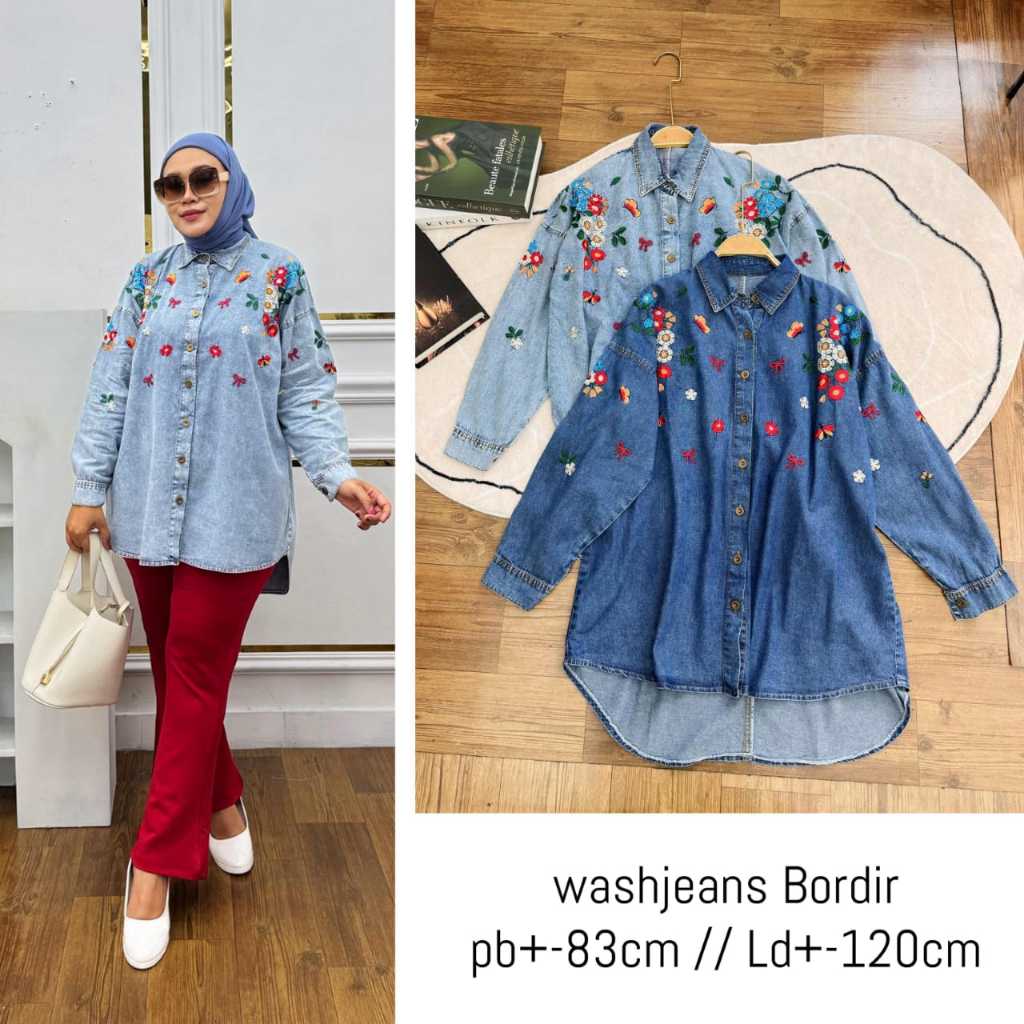 Atasan Jeans Laluna Bordir
