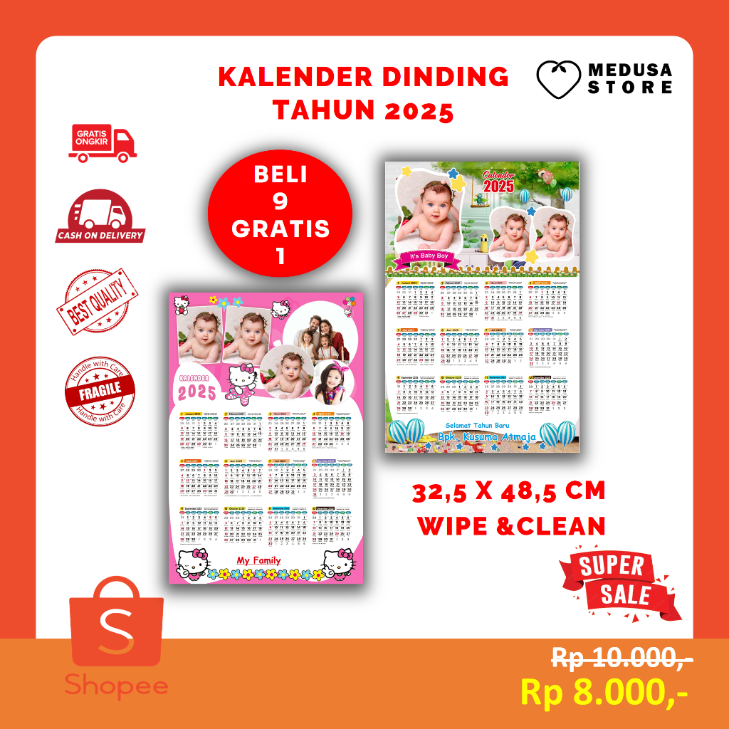

Kalender Dinding Custom Aesthetic 2025 Lengkap Bisa Ganti Foto
