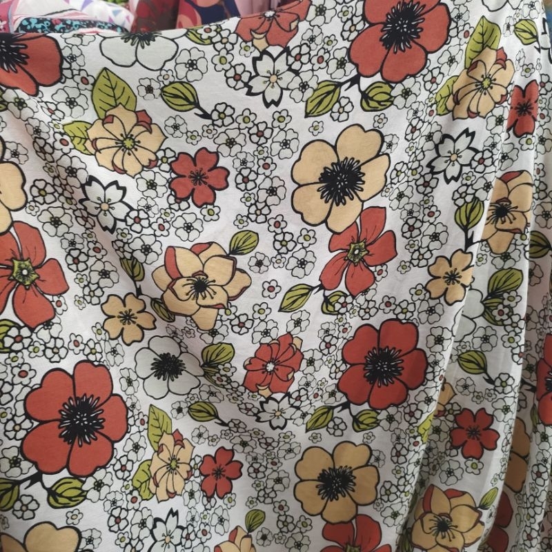 kain cotton silky - bahan kain silky motif - katun motif tr