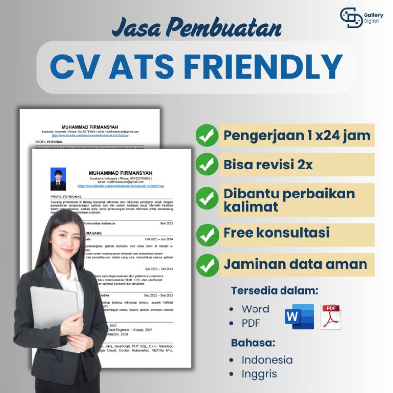 Jasa Pembuatan CV ATS Friendly | Surat Lamaran Kerja | Bahasa Indonesia & Inggris