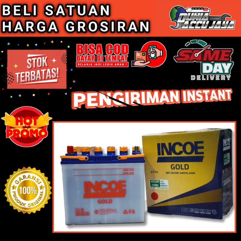 aki mobil ( BERGARANSI ) INCOE GOLD ORI Astra NS60 46b24R 45ah  Avanza Veloz Hilux Rush Starlet  Fer