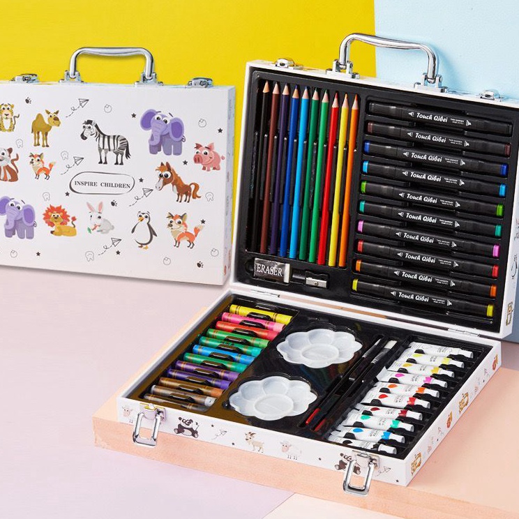 

Super Model WD Crayon Set 48pcs Koper Aluminium Besi Krayon Pensil Warna 48 Pcs Box Alat Lukis Anak Koper Set CR 48