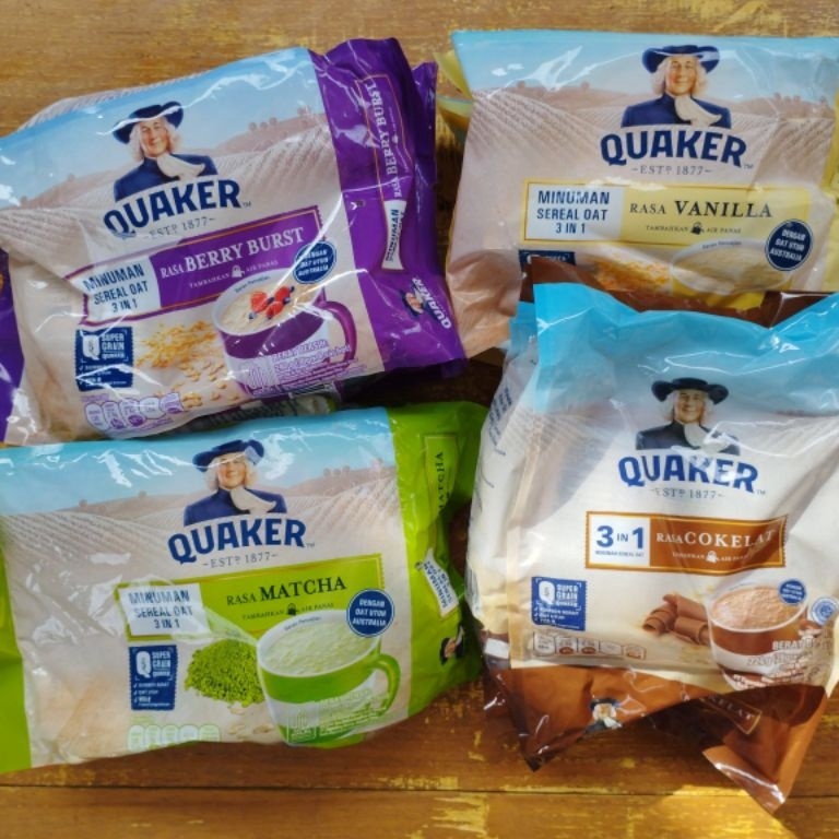 

New Popular Quaker oat oats minuman sereal 3 in 1 3in1 Vanilla cokelat berry burst matcha 224gr 28gr x 8 sachet