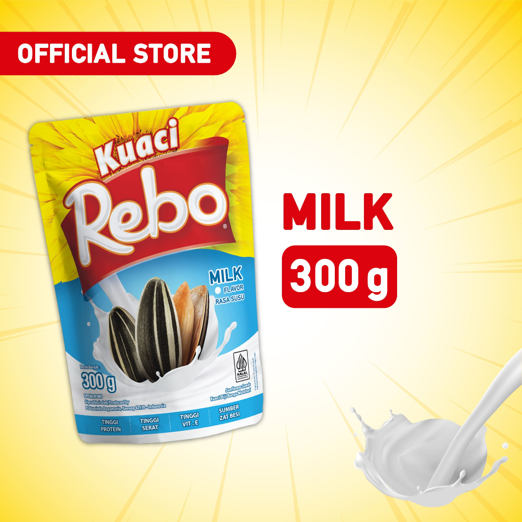 

Rebo Kuaci Rasa Milk 300 Gram - Cemilan Kuaci Biji Bunga Matahari