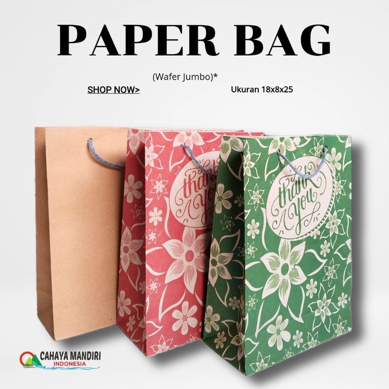 

PAPERBAG WAFER JUMBO (size 18x8x25) PAPERBAG HAJATAN DAN SOVENIR