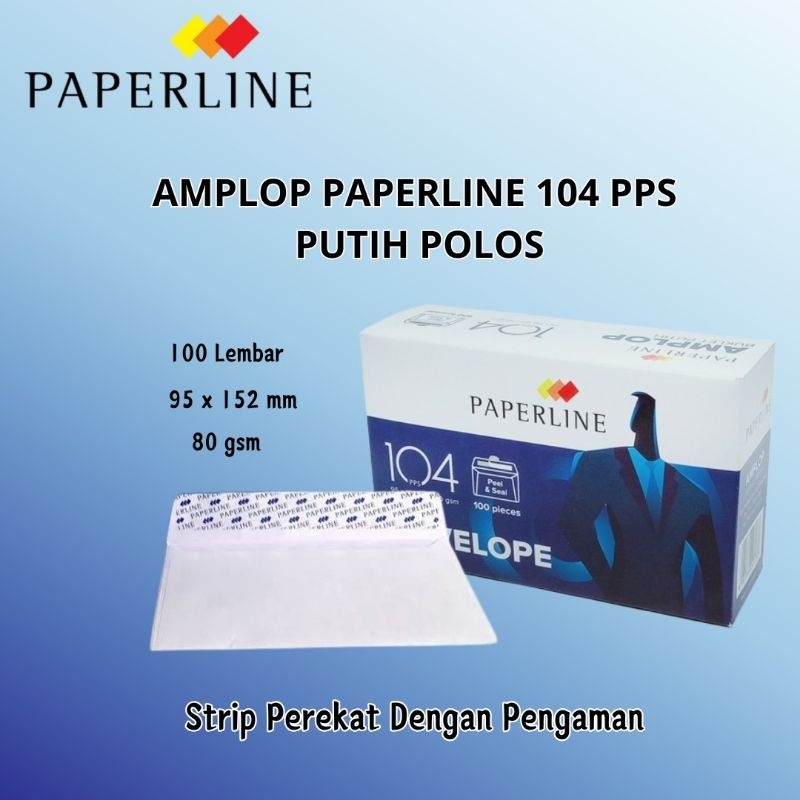 

AMLOP PAPERLINE 104 PPS /Amlop putih polos 104 PPS Dengan lem/seal Pengaman