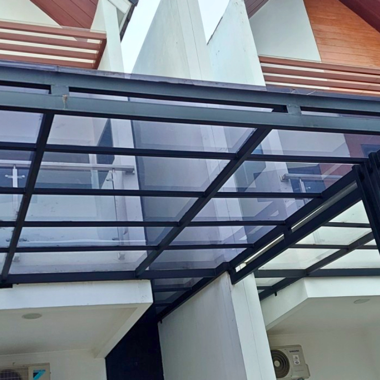Atap kanopi kaca tempered 8mm Surabaya