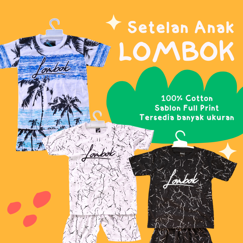 Setelan Kaos Anak Lombok Motif Fullprint Murah Premium Kekinian Viral