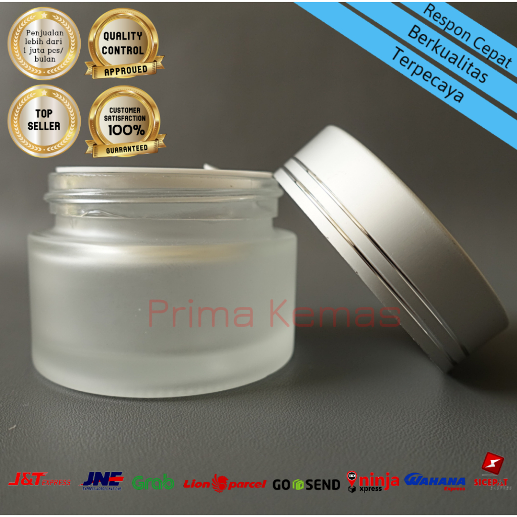 Pot Krim Kaca - wadah cream - jar krim - Pot Cream Glass Silver 30 gr