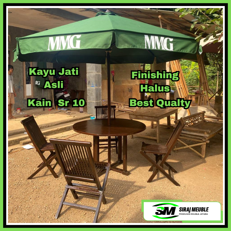 Kursi Meja Payung Taman Tenda Payung Rumbai Sablon Kain sr 10 Payung Taman Cafe
