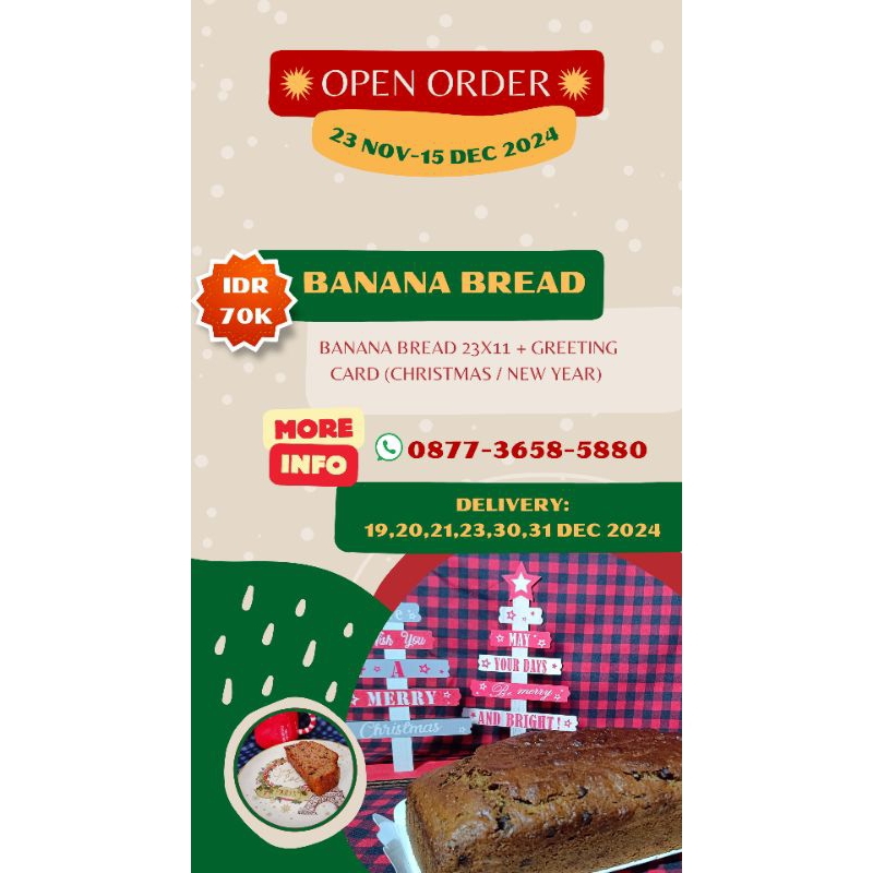 

Christmas hampers - Banana bread 23x11, fee greeting card