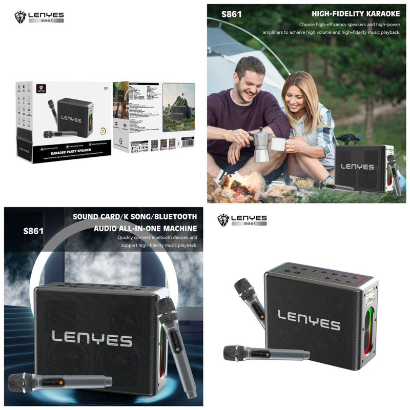LENYES SPEAKER S861 HIFI MEGA BASS TWS BLUETOOTH SPEAKER KTV