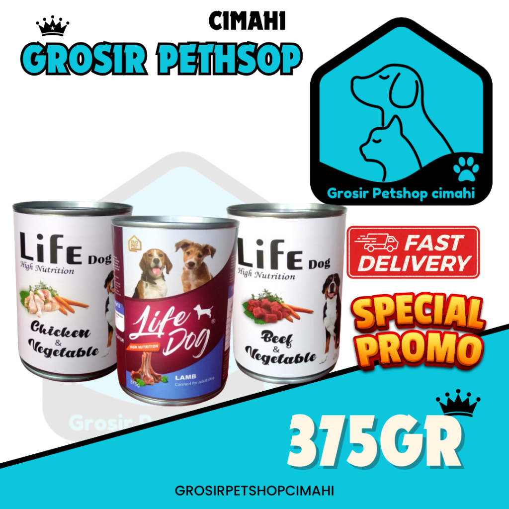 LIFE DOG kaleng 375gr makanan basah anjing LIFE DOG