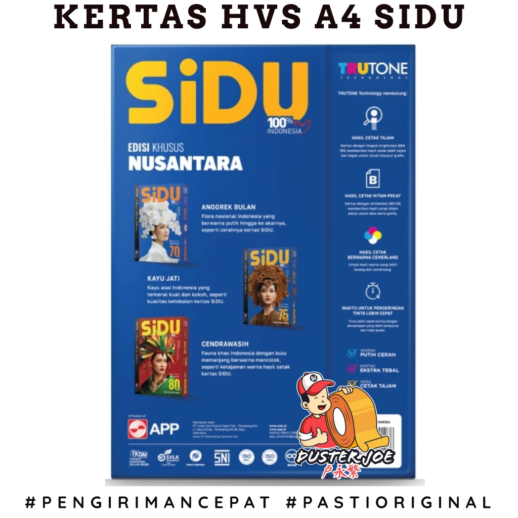

Kertas HVS SIDU A4 75gr PER 1 RIM