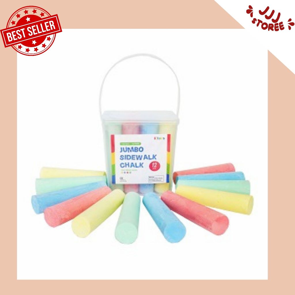 

Kitecs Jumbo Sidewalk Chalk Non-Toxic Washable Kapur Tulis Warna Jumbo 4 colors set of 12pcs