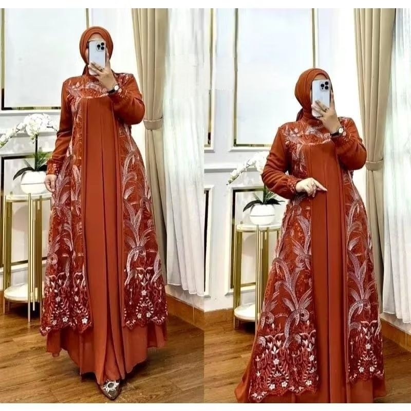 ELZIA DRESS - BAJU DRESS GAMIS BUSUI BRUKAT BROKAT PESTA KONDANGAN ARISAN NIKAHAN LEBARAN WANITA MUS