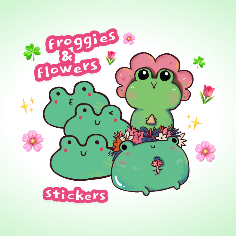 

Sticker Kodok Lucu | Froggies & Flowers