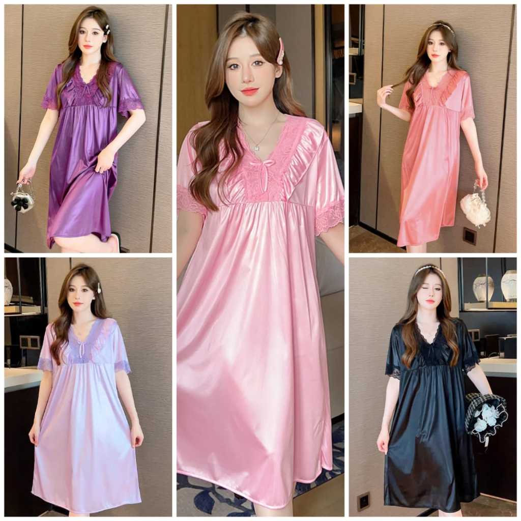 Daster Baju Tidur Wanita Satin Sexy Sleepwear