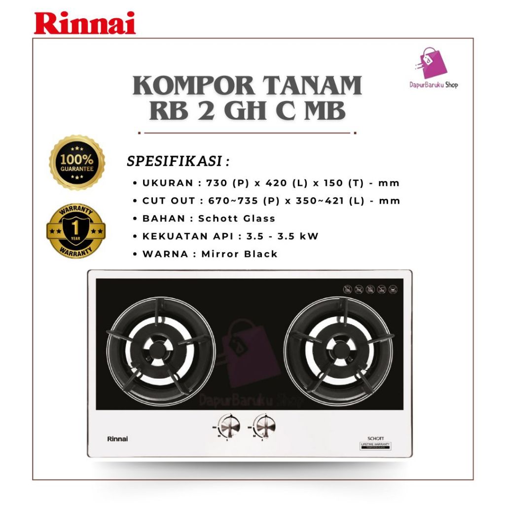 Kompor Tanam Rinnai RB-2GH-C(MB)