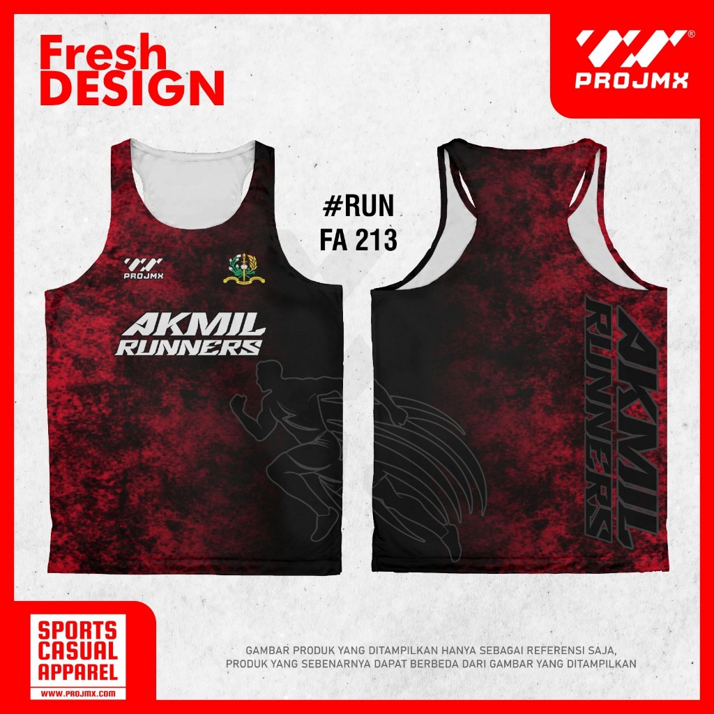 PROJMX - KAOS JERSEY SINGLET AKMIL RUNNERS REDBLACK EDITION FULL PRINTING 