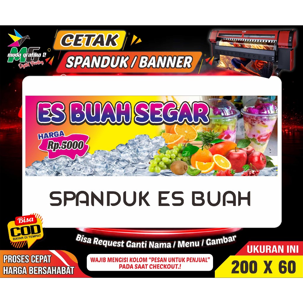 Spanduk Es Buah Segar/banner Es Buah/Aneka Jus Buah