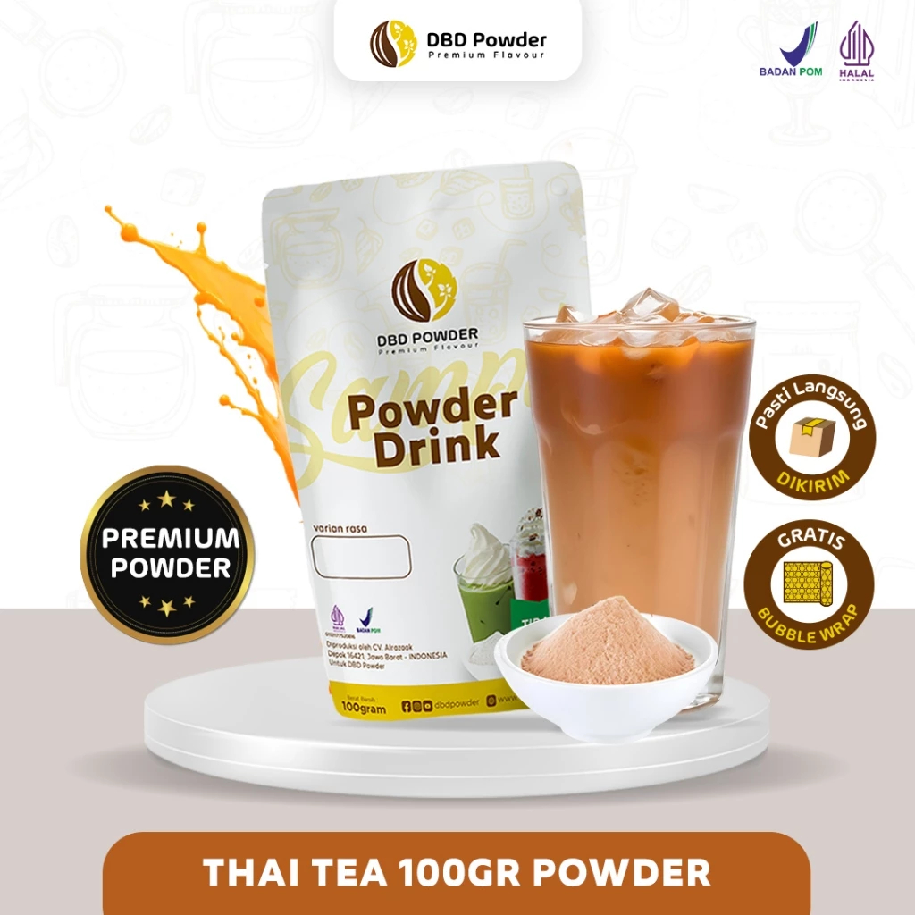 

Sample Bubuk Minuman Thai Tea 100 Gram - Sample Powder Thai Tea 100 Gram