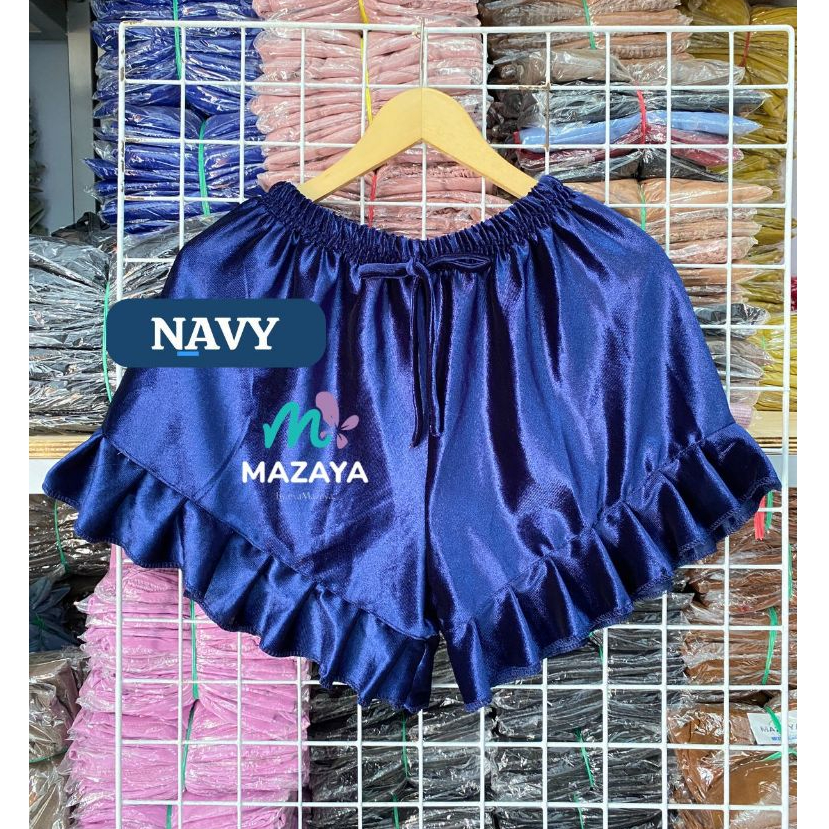 HOTPANTS RUFFLE BLUDRU VELVET CELANA PENDEK WANITA SANTAI HIGH WAIST