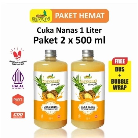 

Suur Lemoen Cuka Nanas Organic - Pineapple Cider Vinegar 1 Liter - Cuka Nanas Original With Mother - By Apotik Bekasi