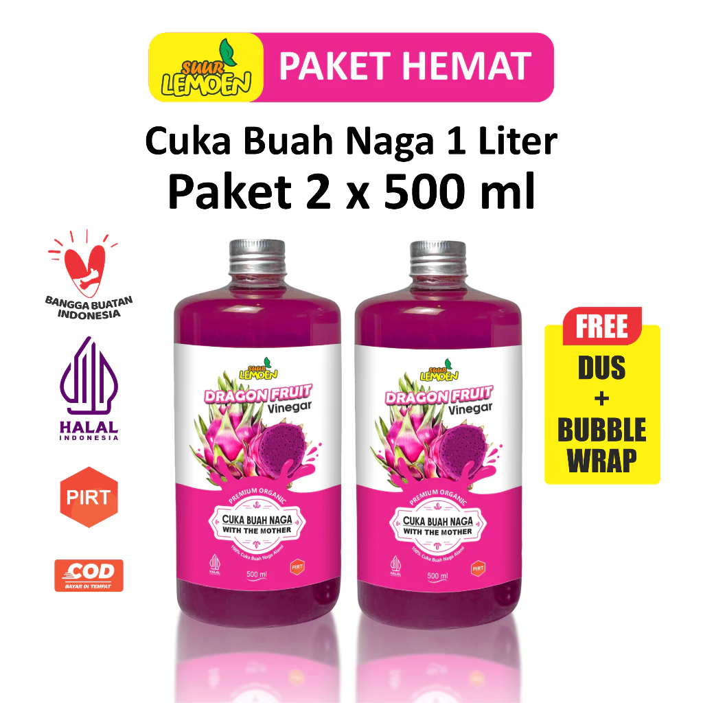 

SUUR LEMOEN - CUKA BUAH NAGA 1 LITER - CUKA NAGA ORIGINAL ORGANIK - DIET DAN DETOKS