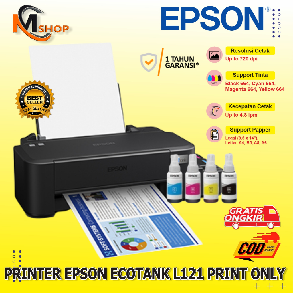 Printer Epson Eco Tank L121 Original Print Only Printer Epson Eco Tank