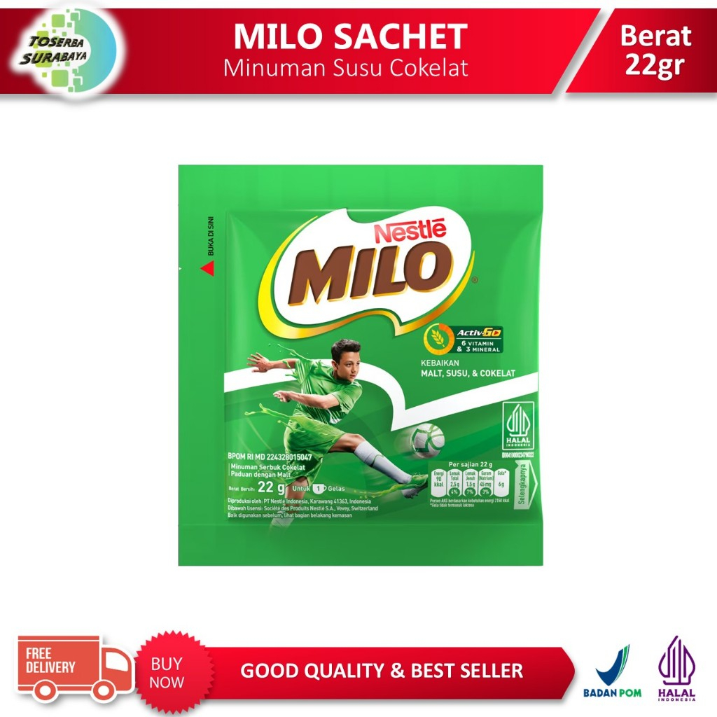 

MILO Sachet 22gr (Per Sachet) / Susu MILO ACTIV GO (Tersedia Harga Renceng Min 10 sachet)