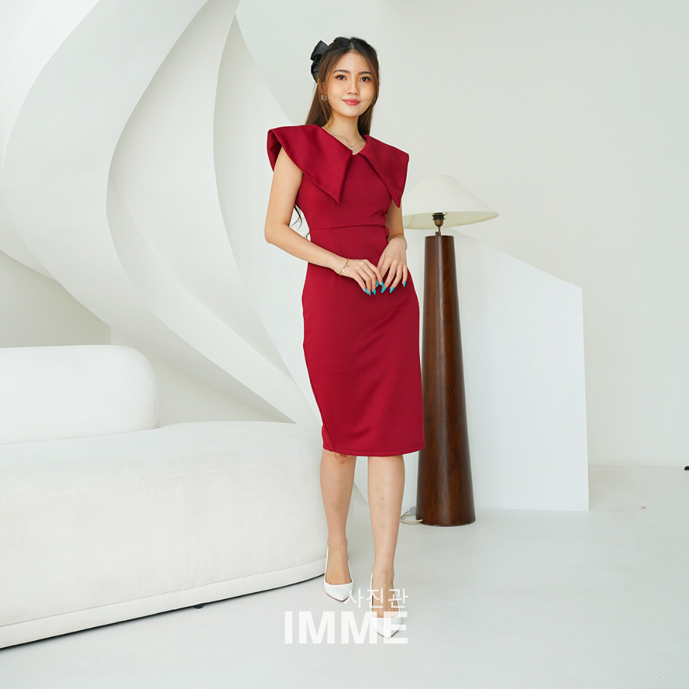 IMME Midi Dress Natal Terbaru 2024 Remaja Wanita Korea Korean Style Kekinian Premium Mewah Elegan