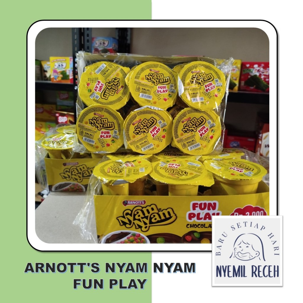 

Arnott's Nyam-Nyam FUN PLAY Chocolate Harga 1 Pack/ Tray Isi 12X11Gr